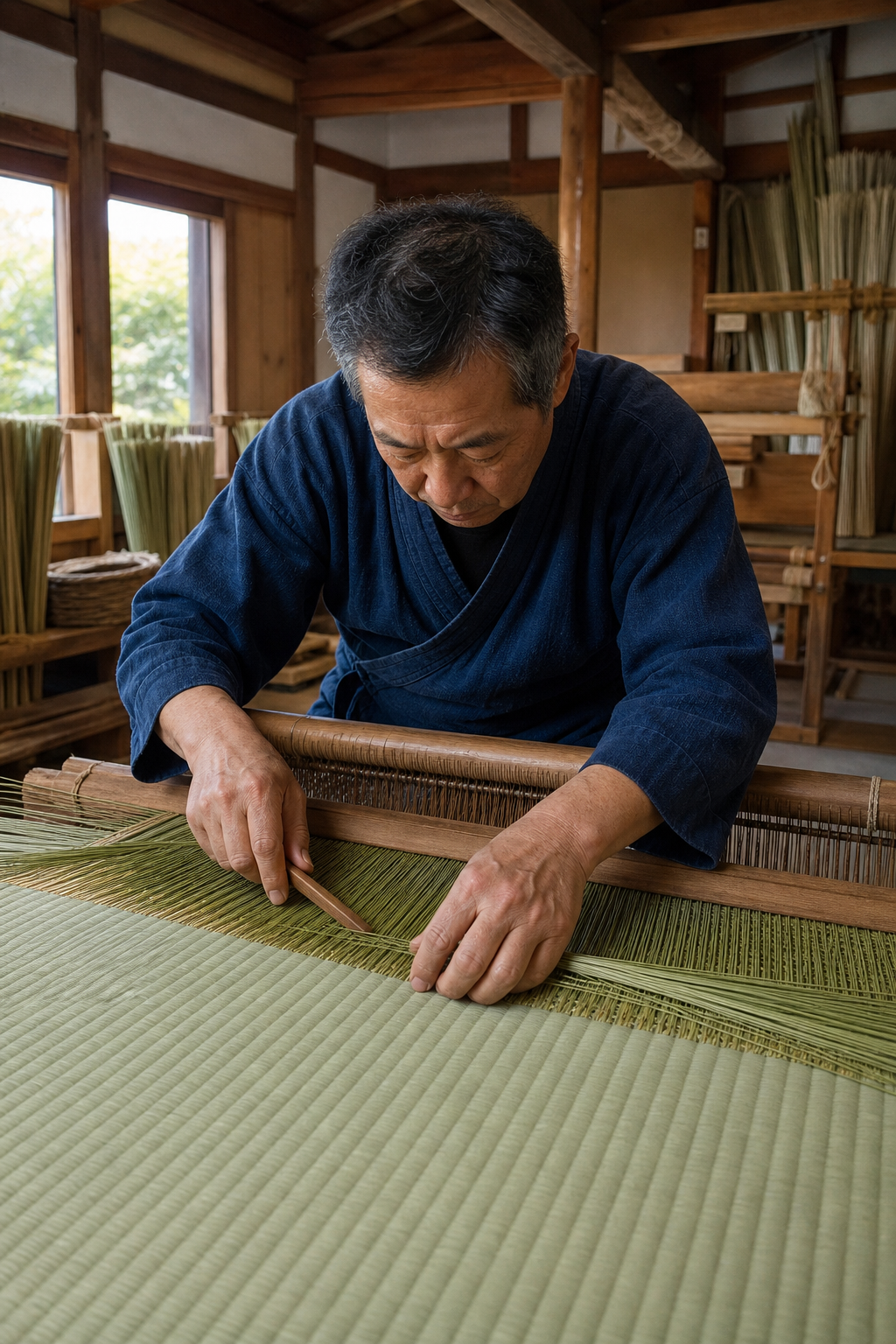 Traditional Japanese Tatami weaving workshop