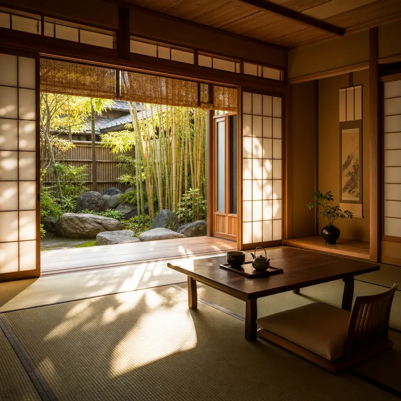 Serene Japanese interior with Tatami