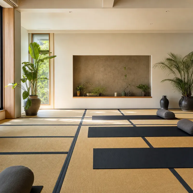 Yoga studio with Tatami mats